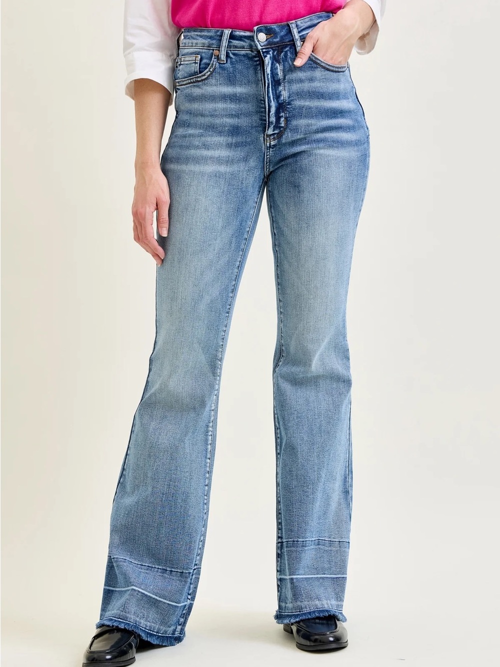 Judy Blue Charlotte Tummy Control Release Hem Flare Jeans Size 32